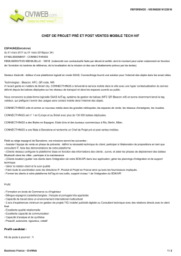 Offre CHEF DE PROJET PRÉ ET POST VENTES