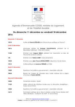 Agenda d`Emmanuelle COSSE, ministre du Logement, et de l