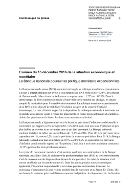 Examen du 15 décembre 2016 de la situation économique et