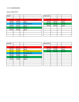 CPA BUCKINGHAM Saison 2016-2017 mardi mercredi 17:30 18:00