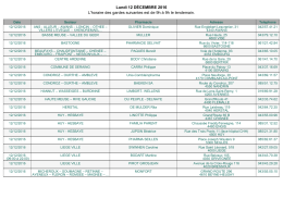 Lundi 12 DÉCEMBRE 2016 L`horaire des gardes suivantes