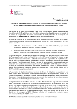 Communiqué de presse 16/12/2016