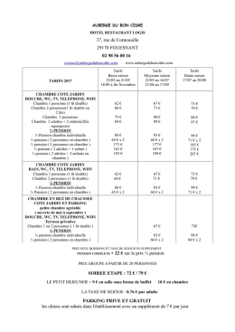 tarifs 2017 - AUBERGE DU BON CIDRE