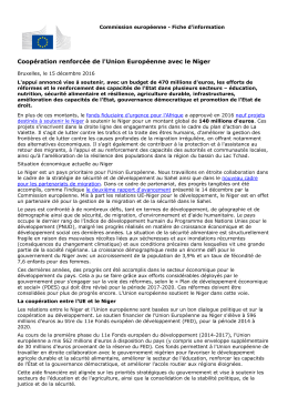 Coop&eacute;ration renforc&eacute;e de l`Union Europ&eacute;enne avec le Niger