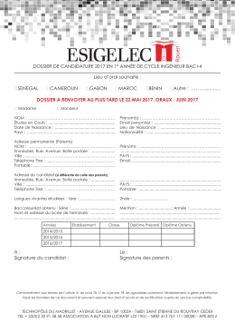 DOSSIER DE CANDIDATURE 2017 EN 1&deg; ANN&Eacute;E DE