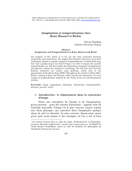 Imagination et temporalisation chez Kant, Husserl et Richir
