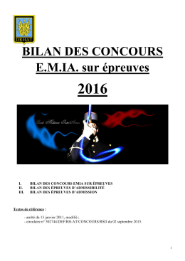 Bilan des concours EMIA sur &eacute;preuves 2016