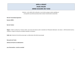 appel a projet fiche atelier annee scolaire 2017-2018