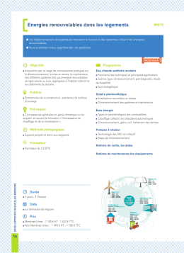 Energies renouvelables dans les logements