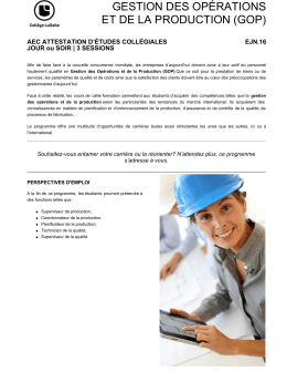 GESTION DES OP&Eacute;RATIONS ET DE LA PRODUCTION (GOP)