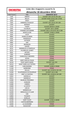 Liste des magasins ouverts le dimanche 18 décembre