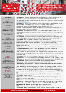 Animations Du 16 au 31 d&eacute;cembre 2016