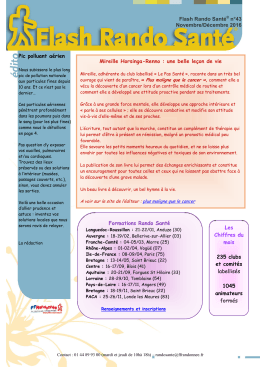 Flash Rando Sant&eacute; n&deg;43 Novembre/D&eacute;cembre 2016