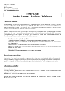 offre d`emploi greenkeeper amiens