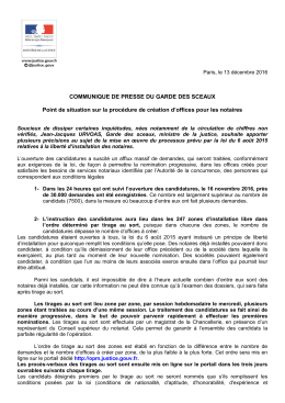 COMMUNIQUE DE PRESSE DU GARDE DES SCEAUX Point de