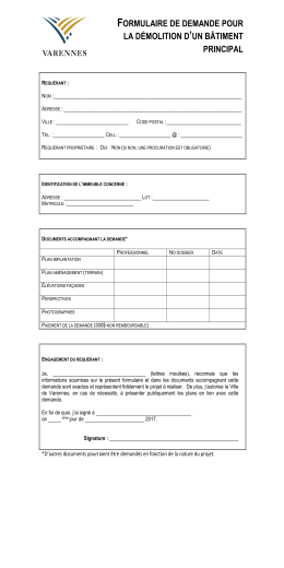formulaire de demande pour la d&eacute;molition d`un