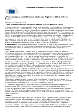 L`Union europ&eacute;enne renforce son soutien au Niger avec