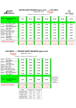 Horaires des navettes Les Arcs