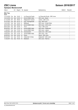 Spielplan Mini Top - ZSC Lions Nachwuchs