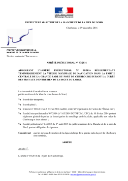 Arr&ecirc;t&eacute; pr&eacute;fectoral n&deg; 97/2016 - Pr&eacute;fecture maritime de la Manche et