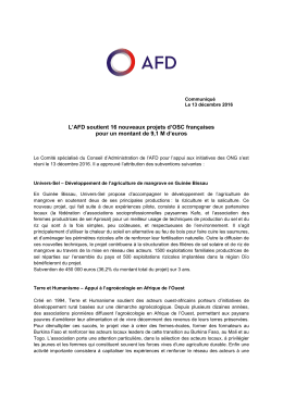 L`AFD soutient 16 nouveaux projets d`OSC fran&ccedil;aises pour un