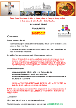 4-6 ans éveil à la foi PROGRAMME