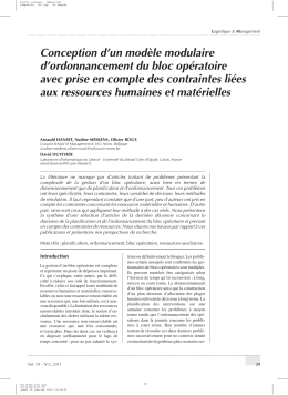 Conception d`un modèle modulaire d`ordonnancement du bloc
