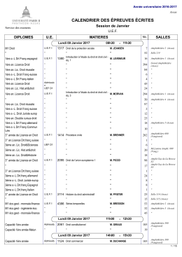 calendrier des épreuves écrites - Université Paris 2 Panthéon