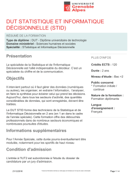 DUT STATISTIQUE ET INFORMATIQUE D&Eacute;CISIONNELLE (STID)