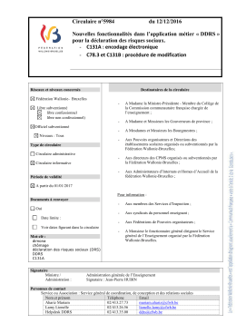 Circulaire n°5984 du 12/12/2016 Nouvelles fonctionnalités dans l