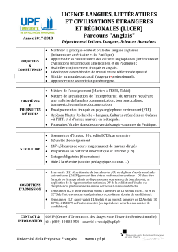 licence llcer (anglais) - Université de la Polynésie Française