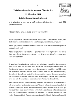 Troisième dimanche du temps de l`Avent « A » 11 décembre 2016