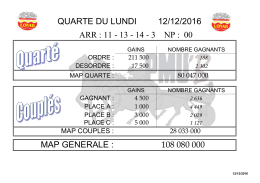 QUARTE DU LUNDI 12/12/2016 ARR : 11 - 13 - 14