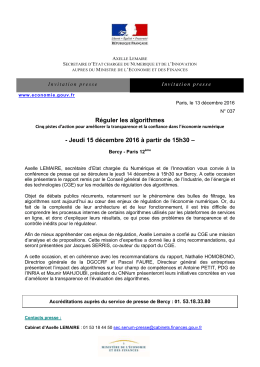 Réguler les algorithmes - Portail de l`économie et des finances