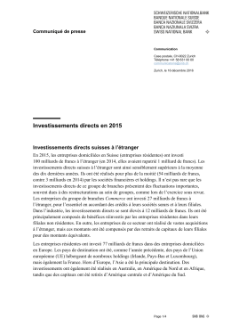 Investissements directs en 2015