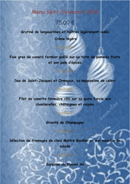 Menu Saint-Sylvestre 2016 75.00