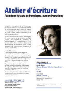 Anim&eacute; par Natacha de Pontcharra, auteur dramatique