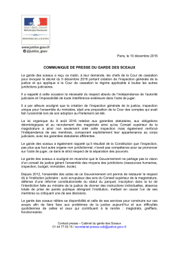 communique de presse du garde des sceaux