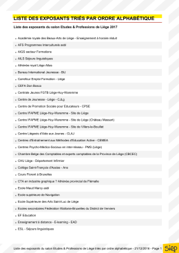 liste des exposants triés par ordre alphabétique