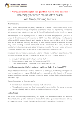 Atteindre les jeunes : expériences d`offre de services de SR/PF