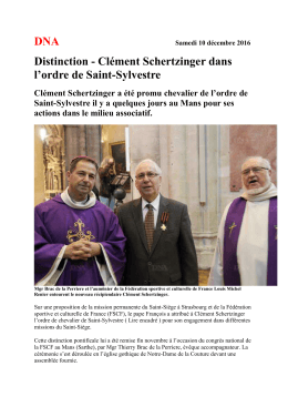 DNA Distinction - Clément Schertzinger dans l`ordre de Saint