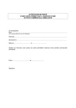 ATTESTATION DE PERTE D`UNE CARTE PERMETTANT L