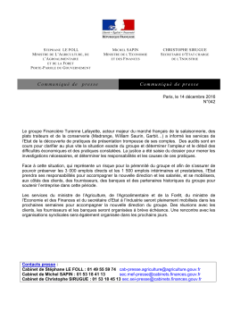Communiqué de presse Communiqué de presse