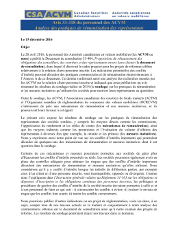 Avis 33-318 du personnel des ACVM