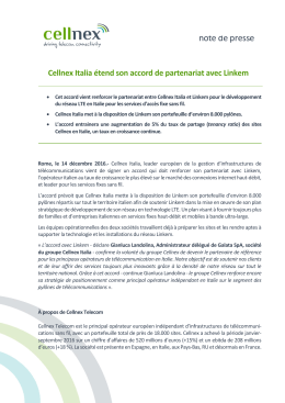 Cellnex Italia &eacute;tend son accord de partenariat