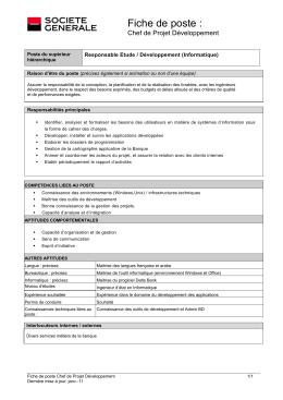 Chef de projet Développement systèmes d`information