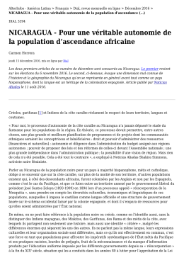 NICARAGUA - Pour une véritable autonomie de la