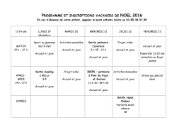 PROGRAMME POINT ENFANTS LOISIRS DES SAUGERAIES