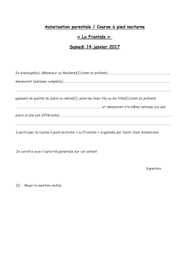 Autorisation parentale / Course &agrave; pied nocturne &laquo; La Frontale