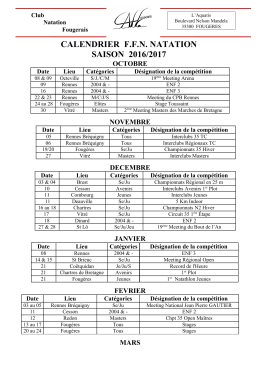 Le calendrier à imprimer - Club de Natation Fougerais
